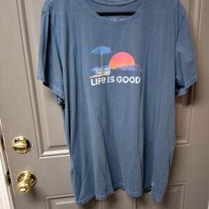 Unisex Life Is Good Sunset Graphic Tee - Blue